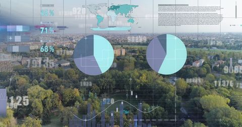 Digital Interface and Data Overlay on City Landscape - Download Free Stock Images Pikwizard.com