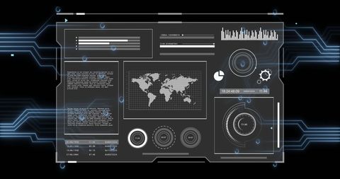 Futuristic Digital Interface for Data Processing and Global Connections - Download Free Stock Images Pikwizard.com