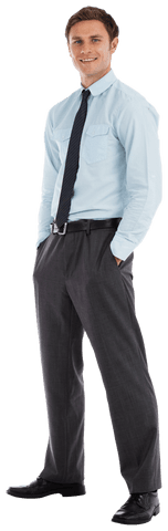 Transparent Walking Professional with Confident Smile