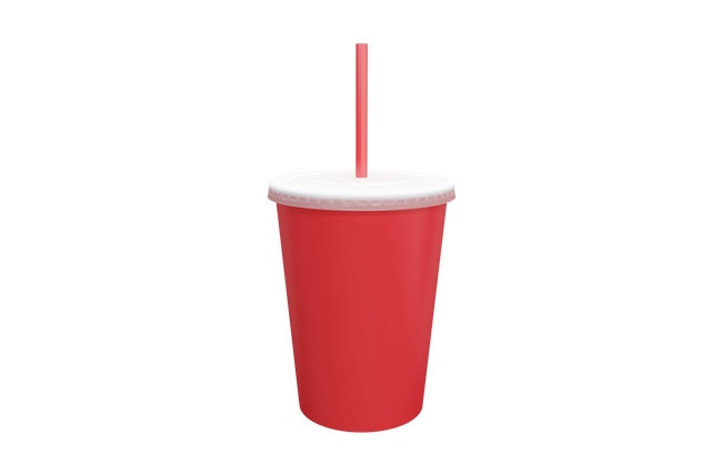 Red takeaway drink cup with lid and straw isolated on transparent background - Download Free Stock Videos Pikwizard.com