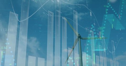 Renewable Energy Concepts with Wind Turbine and Data Visualization - Download Free Stock Images Pikwizard.com