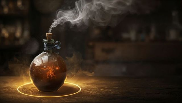 Mysterious Glowing Potion in Alchemy Lab