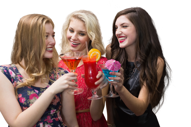 Cheerful Friends Clinking Colorful Cocktails Transparent Background - Download Free Stock Videos Pikwizard.com