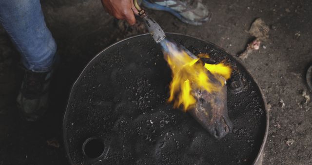 Close-up of Worker Heating Metal Part with Blowtorch - Download Free Stock Images Pikwizard.com