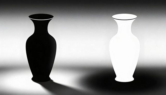 Black and white amphora silhouettes casting minimalist shadows on soft gradient background