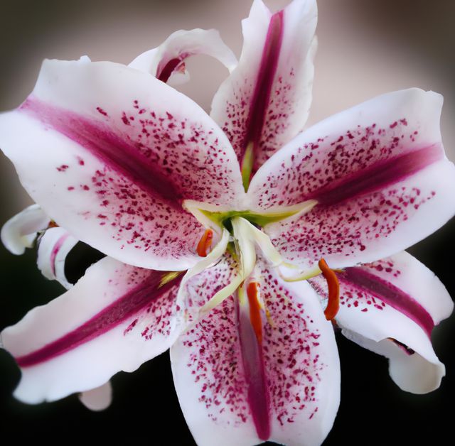 Ideal for use in gardening blogs, flower catalogs, botanical illustrations, or as a nature-themed design element. Perfect for showcasing the intricate beauty and detail of a stargazer lily.