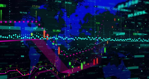Dynamic Financial Data Animation Over World Map