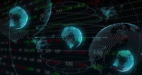 Holographic Globe and Ticker Data Display Technology Grid