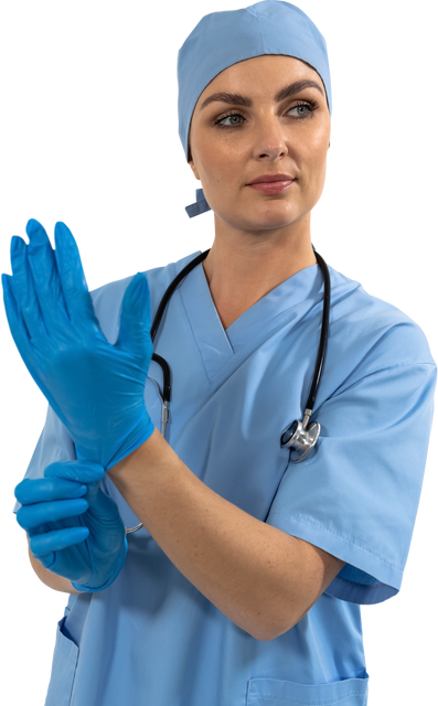 Transparent Mid Section of Healthcare Worker Putting on Gloves with Stethoscope - Download Free Stock Videos Pikwizard.com