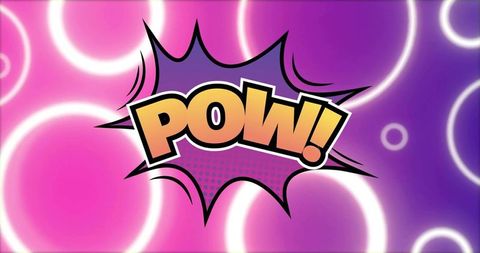 Vibrant Pop Art POW Burst with Neon Gradient, Comic Halftone and Retro Splash