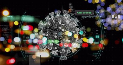 digital virus detection interface with blurred city lights - Download Free Stock Images Pikwizard.com