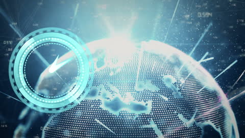 Futuristic Digital Globe with Time Interface