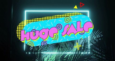 Vibrant Neon Sale Graphic with Tropical Print