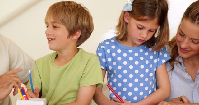 Mother Helping Children with Homework at Home - Download Free Stock Images Pikwizard.com