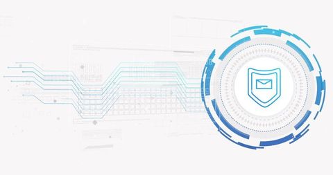 Digital Security Interface With Envelope Icon and Circuit Traces