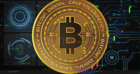 Bitcoin Cryptocurrency Animation with Digital Interface Elements
