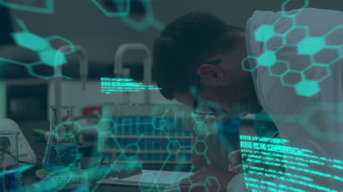 Innovative Scientist Analyzing Complex Data in Modern Laboratory