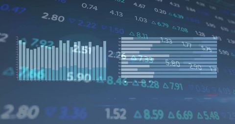 Digital graphics illustrating stock market data trends