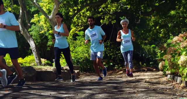 Diverse Group of Runners Participating in Marathon in Park - Download Free Stock Images Pikwizard.com