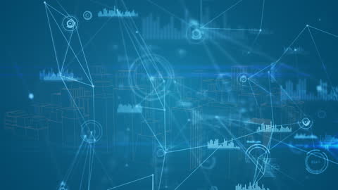 Futuristic Network Connections in Digital Cityscape