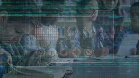 Digital Learning Concept with Students and Data Graphics