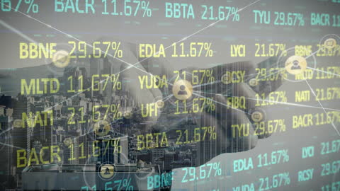 Digital Stock Market Data with Cityscape Background