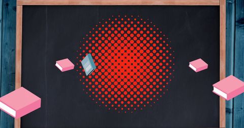 Dynamic school icons on blackboard background