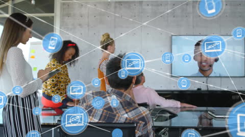 Diverse Team Engaged in Vibrant Virtual Collaboration