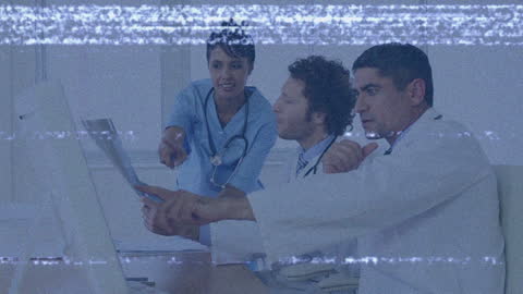 Animated Glitch Effect with Doctors Analyzing X-Ray
