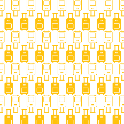 Yellow suitcases pattern on transparent background