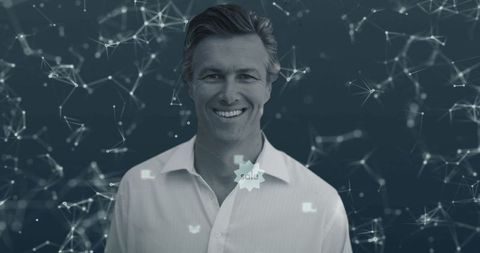 Man in Digital Network Environment Embracing Connectivity