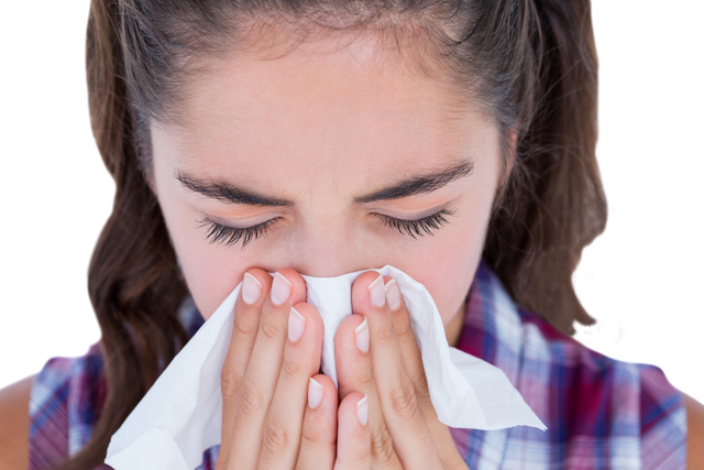 Woman Sneezing Into Tissue, Transparent Background, Flu Season - Download Free Stock Videos Pikwizard.com