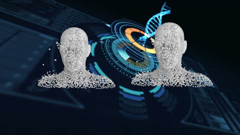 Futuristic DNA and Digital Particle Human Forms