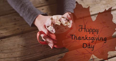 Cozy Autumn Coffee with Happy Thanksgiving Message