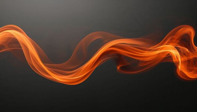 Flowing Amber Red Flames Across Dark Background