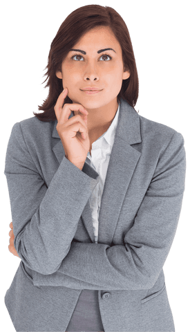 Thoughtful Businesswoman Pondering Ideas Transparent Background