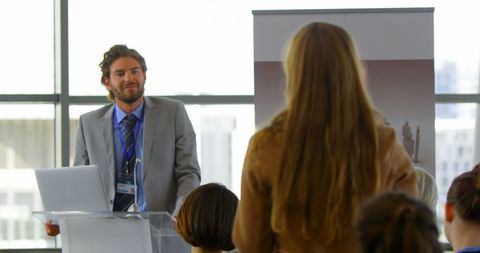 professional business seminar with question and answer session - Download Free Stock Images Pikwizard.com