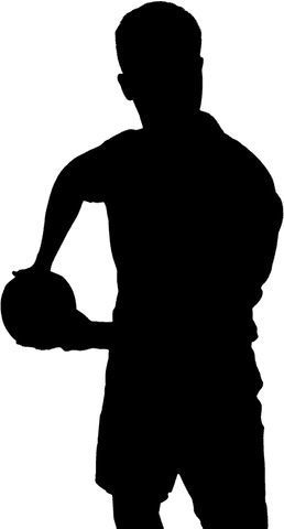 Rugby player holding ball in transparent sportswear stance