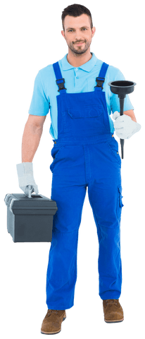 Smiling plumber ready for efficient service