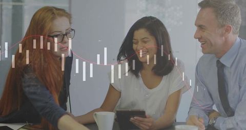 Diverse professionals engaged in data discussion