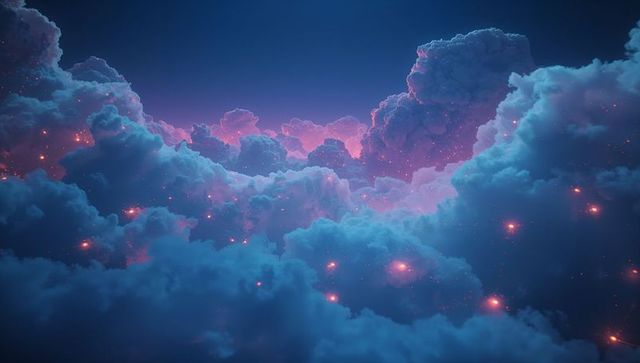 Ethereal Dreamlike Cloudscape with Luminous Patterns