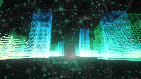 Futuristic Digital City with Network Connections