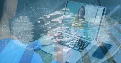 Cybersecurity Interface with Video Call Communication and Digital Encryption - Download Free Stock Images Pikwizard.com