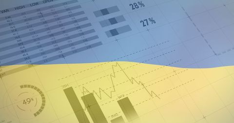 Economic Turmoil Amid Ukraine Crisis Illustrated by Graphs and Flag - Download Free Stock Images Pikwizard.com