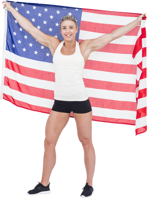 Smiling Woman Holding American Flag Celebrating Patriotism Transparent Background - Download Free Stock Videos Pikwizard.com