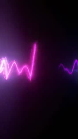 Vertical Neon Audio Waveform Rising and Pulsing Magenta Peak Splitting on Dark Gradient