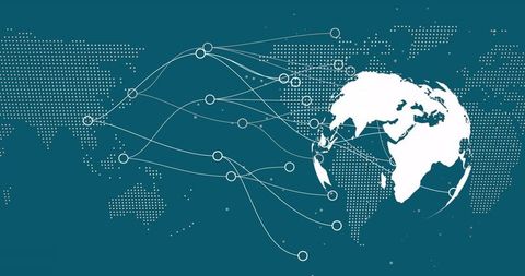 global data network visualization on blue background - Download Free Stock Images Pikwizard.com