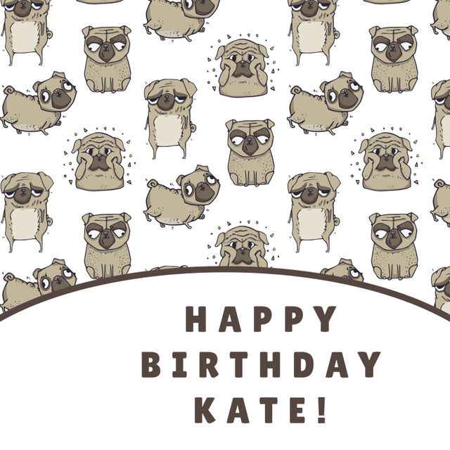 This template features adorable cartoon pugs conveying joy and festivity, ideal for creating personalized birthday greeting cards. Perfect for anyone who loves dogs and wants a fun, whimsical way to send birthday wishes. Suitable for both digital and print use, making mess-free sentiments easy.