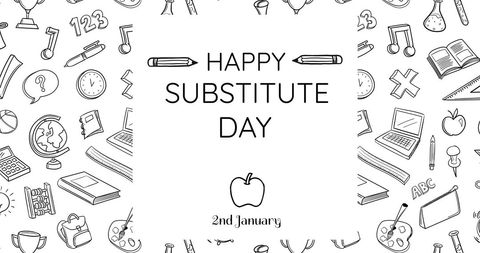 Happy Substitute Day School Items Design Background - Download Free Stock Images Pikwizard.com