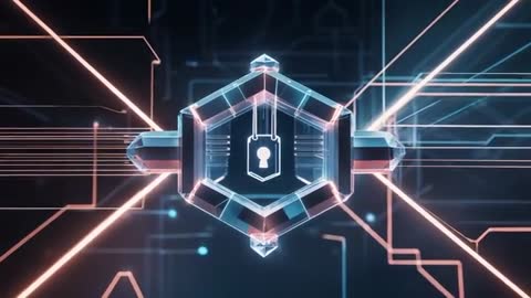 Futuristic Cybersecurity Concept with 3D Hexagon and Lock